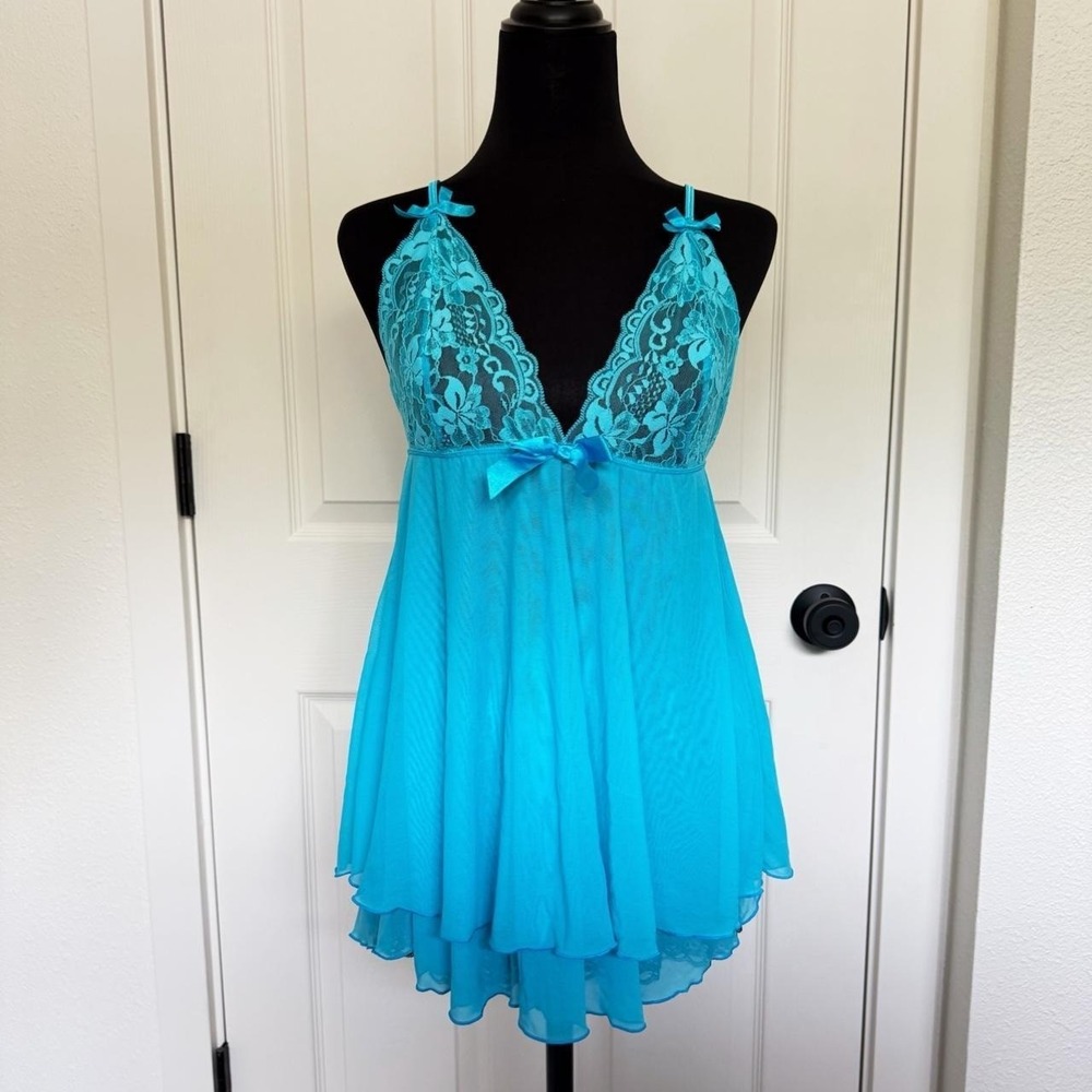 Vintage Dreamgirl Lace Mesh Babydoll Lingerie Dress/ Size L